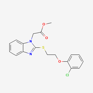 molecular formula C18H17ClN2O3S B11342571 methyl (2-{[2-(2-chlorophenoxy)ethyl]sulfanyl}-1H-benzimidazol-1-yl)acetate 