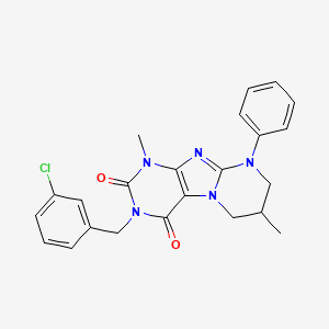 molecular formula C23H22ClN5O2 B11342599 3-(3-chlorobenzyl)-1,7-dimethyl-9-phenyl-6,7,8,9-tetrahydropyrimido[2,1-f]purine-2,4(1H,3H)-dione 