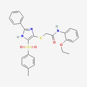 molecular formula C26H25N3O4S2 B11342639 N-(2-ethoxyphenyl)-2-({4-[(4-methylphenyl)sulfonyl]-2-phenyl-1H-imidazol-5-yl}sulfanyl)acetamide 