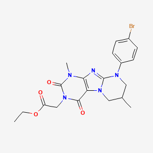 molecular formula C20H22BrN5O4 B11342713 ethyl [9-(4-bromophenyl)-1,7-dimethyl-2,4-dioxo-1,4,6,7,8,9-hexahydropyrimido[2,1-f]purin-3(2H)-yl]acetate 