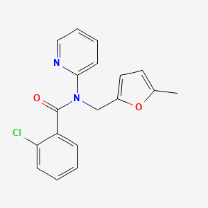 molecular formula C18H15ClN2O2 B11342858 2-chloro-N-[(5-methylfuran-2-yl)methyl]-N-(pyridin-2-yl)benzamide 