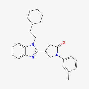 molecular formula C26H31N3O B11342909 4-[1-(2-cyclohexylethyl)-1H-benzimidazol-2-yl]-1-(3-methylphenyl)pyrrolidin-2-one 