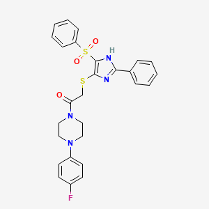 molecular formula C27H25FN4O3S2 B11342920 1-[4-(4-fluorophenyl)piperazin-1-yl]-2-{[2-phenyl-4-(phenylsulfonyl)-1H-imidazol-5-yl]sulfanyl}ethanone 