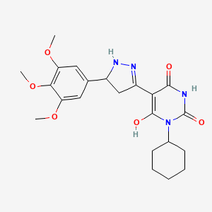 molecular formula C22H28N4O6 B11343051 (5Z)-3-cyclohexyl-6-hydroxy-5-[5-(3,4,5-trimethoxyphenyl)pyrazolidin-3-ylidene]pyrimidine-2,4(3H,5H)-dione 