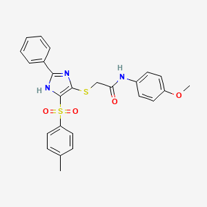 molecular formula C25H23N3O4S2 B11343056 N-(4-methoxyphenyl)-2-({4-[(4-methylphenyl)sulfonyl]-2-phenyl-1H-imidazol-5-yl}sulfanyl)acetamide 