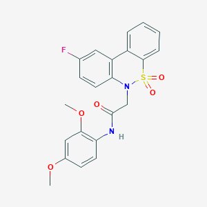 molecular formula C22H19FN2O5S B11343113 N-(2,4-dimethoxyphenyl)-2-(9-fluoro-5,5-dioxido-6H-dibenzo[c,e][1,2]thiazin-6-yl)acetamide 