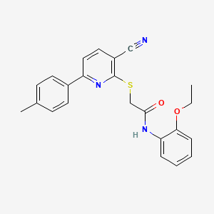 molecular formula C23H21N3O2S B11343128 2-{[3-cyano-6-(4-methylphenyl)pyridin-2-yl]sulfanyl}-N-(2-ethoxyphenyl)acetamide 