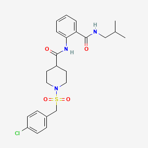 molecular formula C24H30ClN3O4S B11343154 1-[(4-chlorobenzyl)sulfonyl]-N-{2-[(2-methylpropyl)carbamoyl]phenyl}piperidine-4-carboxamide 