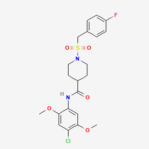 molecular formula C21H24ClFN2O5S B11343170 N-(4-chloro-2,5-dimethoxyphenyl)-1-[(4-fluorobenzyl)sulfonyl]piperidine-4-carboxamide 