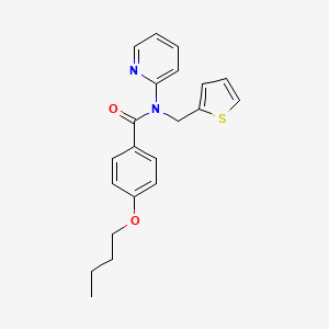 molecular formula C21H22N2O2S B11343224 4-butoxy-N-(pyridin-2-yl)-N-(thiophen-2-ylmethyl)benzamide 