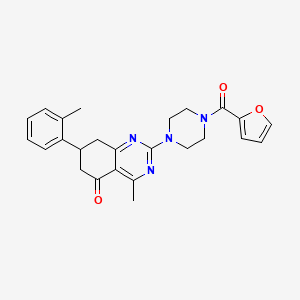 molecular formula C25H26N4O3 B11343305 2-[4-(furan-2-ylcarbonyl)piperazin-1-yl]-4-methyl-7-(2-methylphenyl)-7,8-dihydroquinazolin-5(6H)-one 