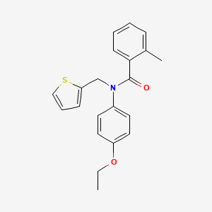 molecular formula C21H21NO2S B11343354 N-(4-ethoxyphenyl)-2-methyl-N-(thiophen-2-ylmethyl)benzamide 