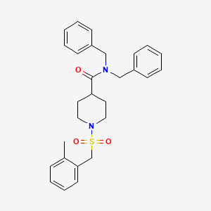 molecular formula C28H32N2O3S B11343382 N,N-dibenzyl-1-[(2-methylbenzyl)sulfonyl]piperidine-4-carboxamide 