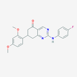 molecular formula C22H20FN3O3 B11343384 7-(2,4-dimethoxyphenyl)-2-[(4-fluorophenyl)amino]-7,8-dihydroquinazolin-5(6H)-one 