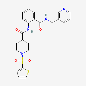 molecular formula C23H24N4O4S2 B11343399 N-{2-[(pyridin-3-ylmethyl)carbamoyl]phenyl}-1-(thiophen-2-ylsulfonyl)piperidine-4-carboxamide 