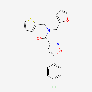 5-(4-chlorophenyl)-N-(furan-2-ylmethyl)-N-(thiophen-2-ylmethyl)-1,2-oxazole-3-carboxamide