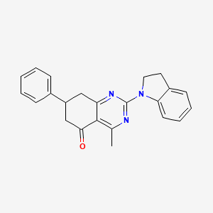 molecular formula C23H21N3O B11343450 2-(2,3-dihydro-1H-indol-1-yl)-4-methyl-7-phenyl-7,8-dihydroquinazolin-5(6H)-one 