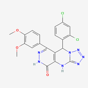 8-(2,4-dichlorophenyl)-10-(3,4-dimethoxyphenyl)-2,4,5,6,7,11,12-heptazatricyclo[7.4.0.03,7]trideca-1(9),3,5,10-tetraen-13-one