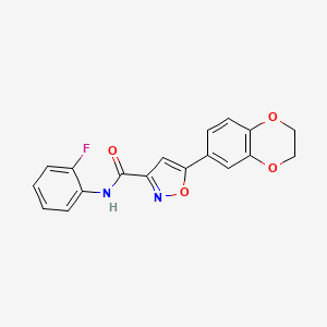 molecular formula C18H13FN2O4 B11343530 5-(2,3-dihydro-1,4-benzodioxin-6-yl)-N-(2-fluorophenyl)-1,2-oxazole-3-carboxamide 