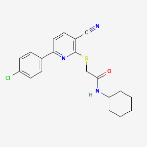 2-{[6-(4-chlorophenyl)-3-cyanopyridin-2-yl]sulfanyl}-N-cyclohexylacetamide