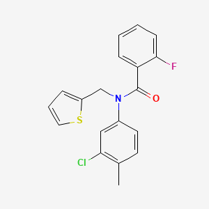 N-(3-chloro-4-methylphenyl)-2-fluoro-N-(thiophen-2-ylmethyl)benzamide