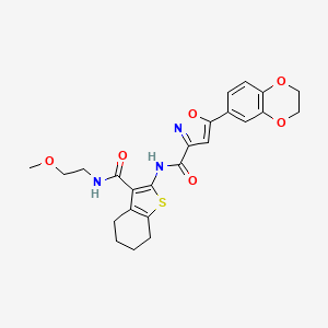 molecular formula C24H25N3O6S B11343630 5-(2,3-dihydro-1,4-benzodioxin-6-yl)-N-{3-[(2-methoxyethyl)carbamoyl]-4,5,6,7-tetrahydro-1-benzothiophen-2-yl}-1,2-oxazole-3-carboxamide 