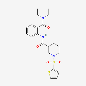 molecular formula C21H27N3O4S2 B11343644 N-[2-(diethylcarbamoyl)phenyl]-1-(thiophen-2-ylsulfonyl)piperidine-3-carboxamide 