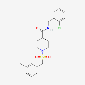 molecular formula C21H25ClN2O3S B11343741 N-(2-chlorobenzyl)-1-[(3-methylbenzyl)sulfonyl]piperidine-4-carboxamide 