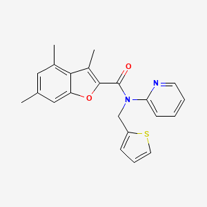 3,4,6-trimethyl-N-(pyridin-2-yl)-N-(thiophen-2-ylmethyl)-1-benzofuran-2-carboxamide