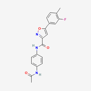 molecular formula C19H16FN3O3 B11343817 N-[4-(acetylamino)phenyl]-5-(3-fluoro-4-methylphenyl)-1,2-oxazole-3-carboxamide 