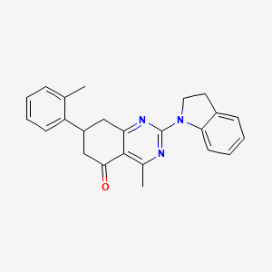 molecular formula C24H23N3O B11343820 2-(2,3-dihydro-1H-indol-1-yl)-4-methyl-7-(2-methylphenyl)-7,8-dihydroquinazolin-5(6H)-one 