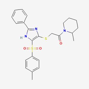 molecular formula C24H27N3O3S2 B11343923 2-({4-[(4-methylphenyl)sulfonyl]-2-phenyl-1H-imidazol-5-yl}sulfanyl)-1-(2-methylpiperidin-1-yl)ethanone 