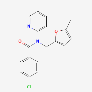 molecular formula C18H15ClN2O2 B11343939 4-chloro-N-[(5-methylfuran-2-yl)methyl]-N-(pyridin-2-yl)benzamide 