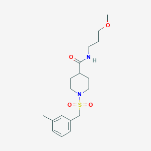 molecular formula C18H28N2O4S B11343990 N-(3-methoxypropyl)-1-[(3-methylbenzyl)sulfonyl]piperidine-4-carboxamide 