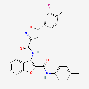 molecular formula C27H20FN3O4 B11344117 5-(3-fluoro-4-methylphenyl)-N-{2-[(4-methylphenyl)carbamoyl]-1-benzofuran-3-yl}-1,2-oxazole-3-carboxamide 