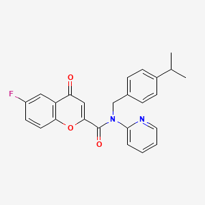 molecular formula C25H21FN2O3 B11344180 6-fluoro-4-oxo-N-[4-(propan-2-yl)benzyl]-N-(pyridin-2-yl)-4H-chromene-2-carboxamide 