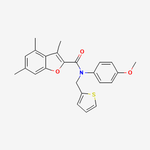 N-(4-methoxyphenyl)-3,4,6-trimethyl-N-(thiophen-2-ylmethyl)-1-benzofuran-2-carboxamide