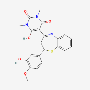 5-[2-(3-hydroxy-4-methoxyphenyl)-2,3-dihydro-1,5-benzothiazepin-4(5H)-ylidene]-1,3-dimethylpyrimidine-2,4,6(1H,3H,5H)-trione