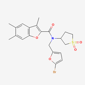 molecular formula C21H22BrNO5S B11344276 N-[(5-bromofuran-2-yl)methyl]-N-(1,1-dioxidotetrahydrothiophen-3-yl)-3,5,6-trimethyl-1-benzofuran-2-carboxamide 