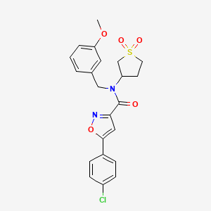 molecular formula C22H21ClN2O5S B11344327 5-(4-chlorophenyl)-N-(1,1-dioxidotetrahydrothiophen-3-yl)-N-(3-methoxybenzyl)-1,2-oxazole-3-carboxamide 