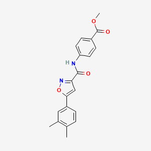 molecular formula C20H18N2O4 B11344386 Methyl 4-({[5-(3,4-dimethylphenyl)-1,2-oxazol-3-yl]carbonyl}amino)benzoate 