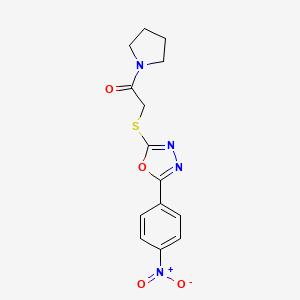 2-{[5-(4-Nitrophenyl)-1,3,4-oxadiazol-2-yl]sulfanyl}-1-(pyrrolidin-1-yl)ethanone