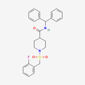 molecular formula C26H27FN2O3S B11344400 N-(diphenylmethyl)-1-[(2-fluorobenzyl)sulfonyl]piperidine-4-carboxamide 