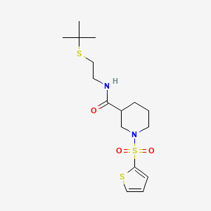 molecular formula C16H26N2O3S3 B11344403 N-[2-(tert-butylsulfanyl)ethyl]-1-(thiophen-2-ylsulfonyl)piperidine-3-carboxamide 