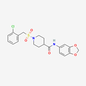 molecular formula C20H21ClN2O5S B11344419 N-(1,3-benzodioxol-5-yl)-1-[(2-chlorobenzyl)sulfonyl]piperidine-4-carboxamide 