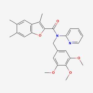 molecular formula C27H28N2O5 B11344438 3,5,6-trimethyl-N-(pyridin-2-yl)-N-(3,4,5-trimethoxybenzyl)-1-benzofuran-2-carboxamide 