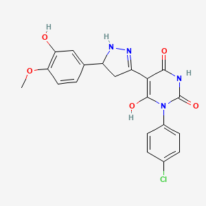 3-(4-chlorophenyl)-2,6-dihydroxy-5-[5-(3-hydroxy-4-methoxyphenyl)-4,5-dihydro-1H-pyrazol-3-yl]pyrimidin-4(3H)-one