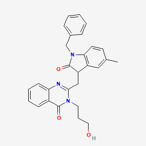 molecular formula C28H27N3O3 B11344561 2-[(1-benzyl-5-methyl-2-oxo-2,3-dihydro-1H-indol-3-yl)methyl]-3-(3-hydroxypropyl)quinazolin-4(3H)-one 