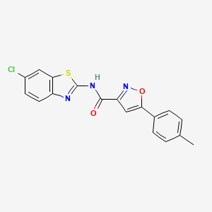 molecular formula C18H12ClN3O2S B11344578 N-(6-chloro-1,3-benzothiazol-2-yl)-5-(4-methylphenyl)-1,2-oxazole-3-carboxamide 