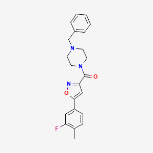 molecular formula C22H22FN3O2 B11344645 (4-Benzylpiperazin-1-yl)[5-(3-fluoro-4-methylphenyl)-1,2-oxazol-3-yl]methanone 